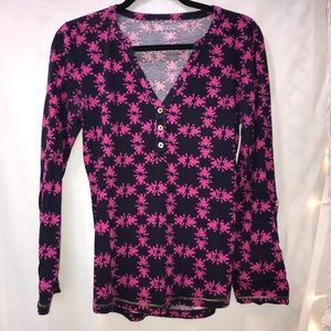 ‼️LILLY PULITZER‼️ long slv pink & blue frog print